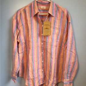 Faherty Laguna Relaxed Striped Linen-Blend Button-Down in size M. NWT